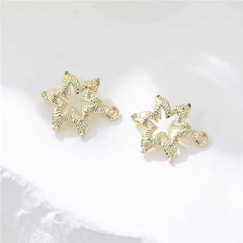 Pendentif à breloque 2 feuilles florales 14K GF