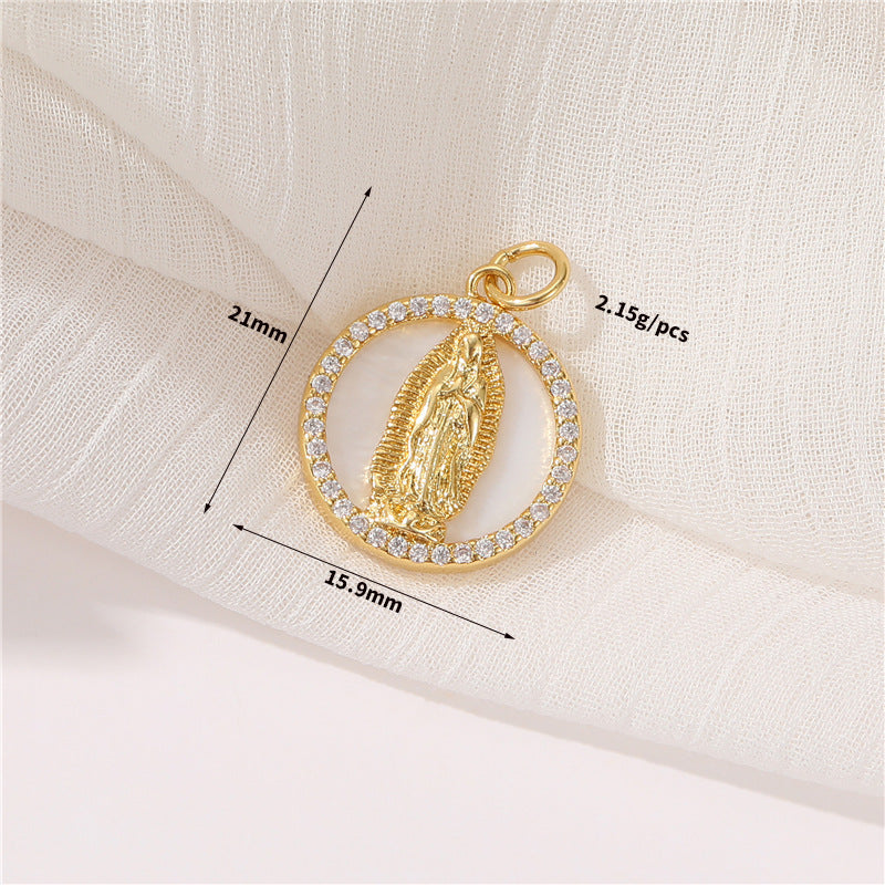 2 Jesus Cupid Mama Sun Snake Charm Pendant Rhinestone Embellished 14K GF