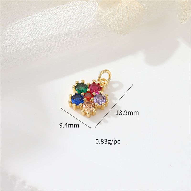 2 coeur floral lune cercle étoile arbre de Noël pendentif à breloque strass embelli 14K GF