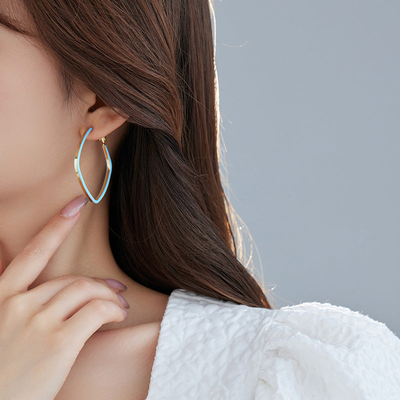 4 Square Circle Hoop Earrings Enamel Epoxy 14K GF Earing