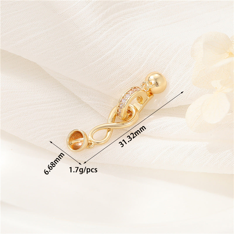 2 Hand Heart Round Circle D Infinity Clasp 14K GF Rhinestone Embellished Clasps Connector