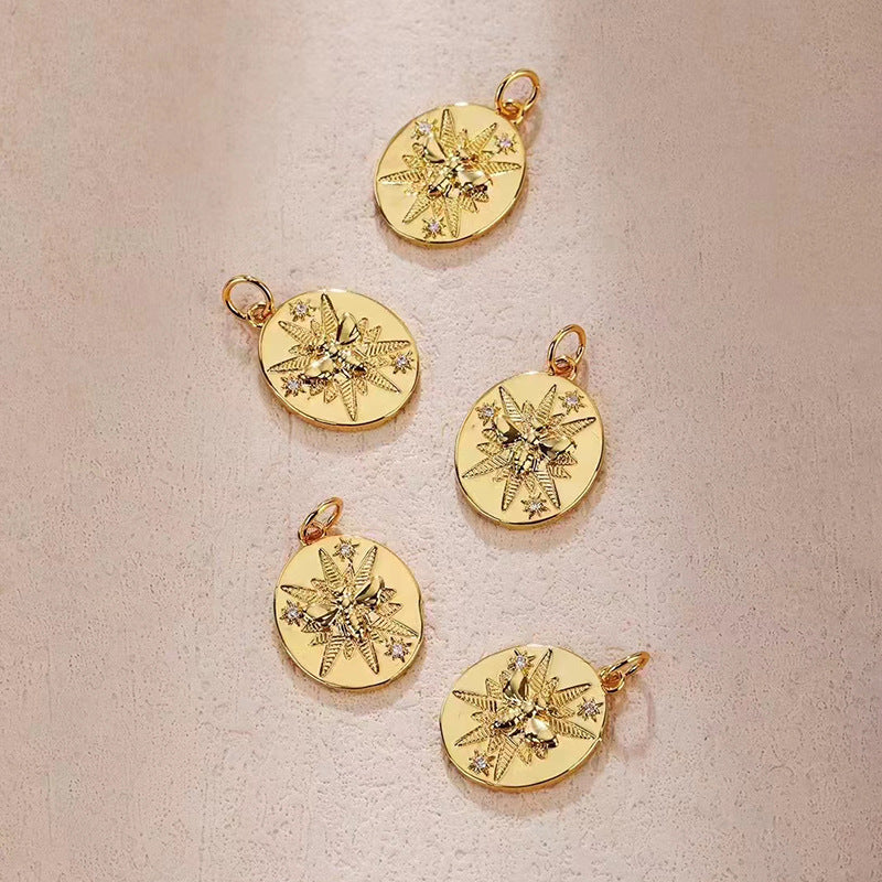 2 Tiny Scorpion Snake Bee Shell Charm Pendant Rhinestone Embellished 14K GF