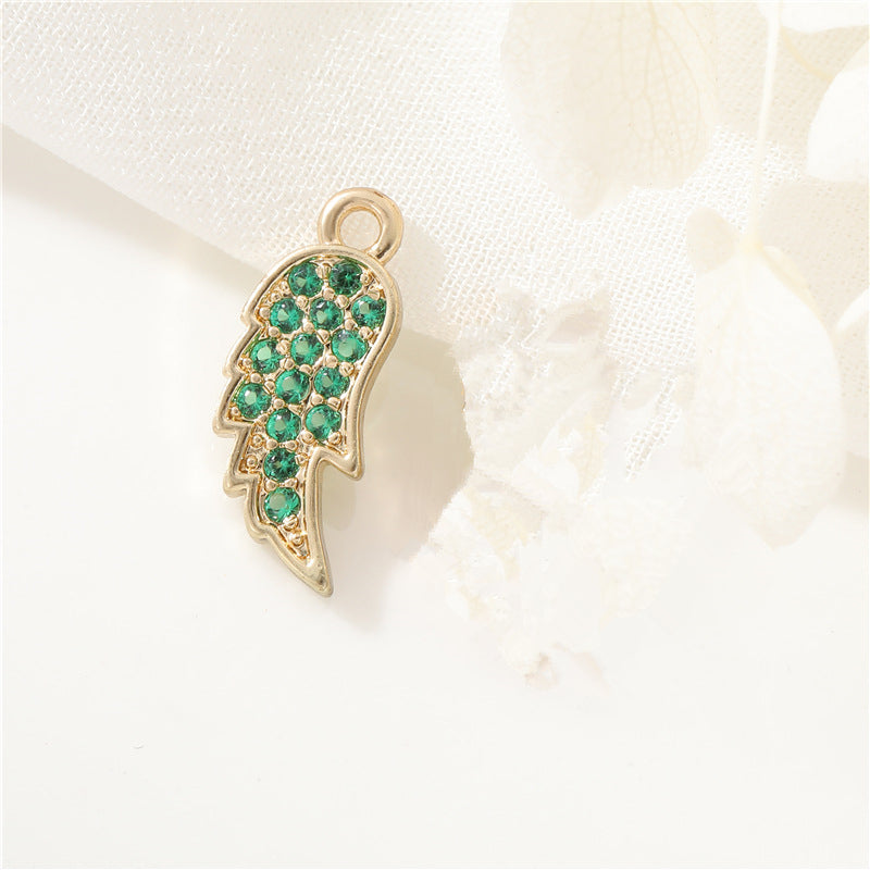 2 Harpe Arbre Moneybag Trompette Aile d’Ange Charme Pendentif Émail Époxy 14K GF Strass Embelli