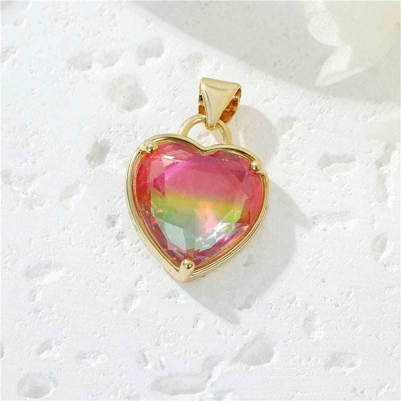 Pendentif à breloque 2 cœurs orné de strass 14K GF