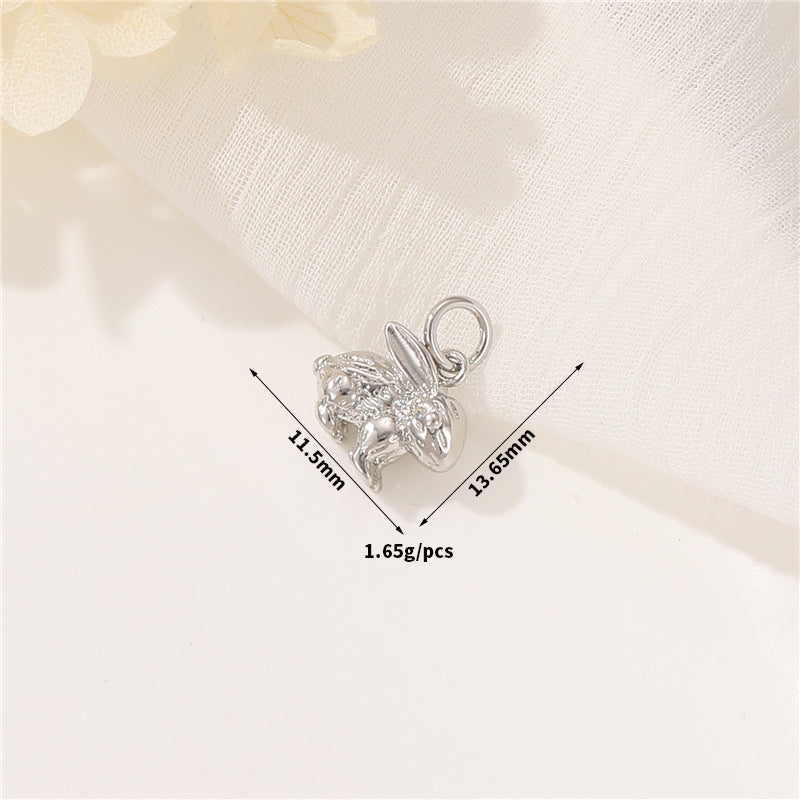 2 Chat Lapin Tortue Dinosaure Charme Pendentif Strass Embelli 14K GF