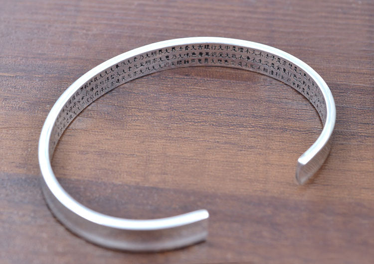 Sterling Silver Open Circle Om Mani Padme Hum Bangle S925 Finding