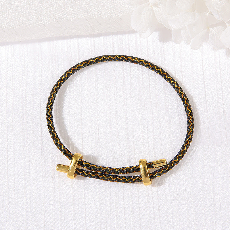 2 verstellbare schlichte geflochtene Schnurarmbänder aus 14-karätigem GF-Armband