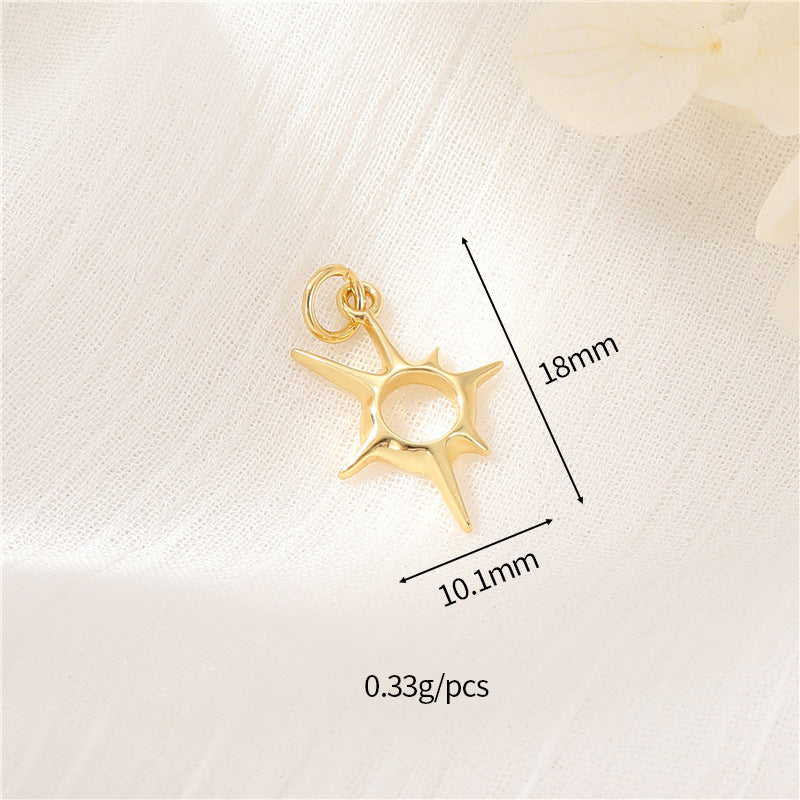 2 winzige Wolken-Dreieck-Oval-Rechteck-Stern-Charm-Anhänger mit Strasssteinen verziert, 14 Karat GF