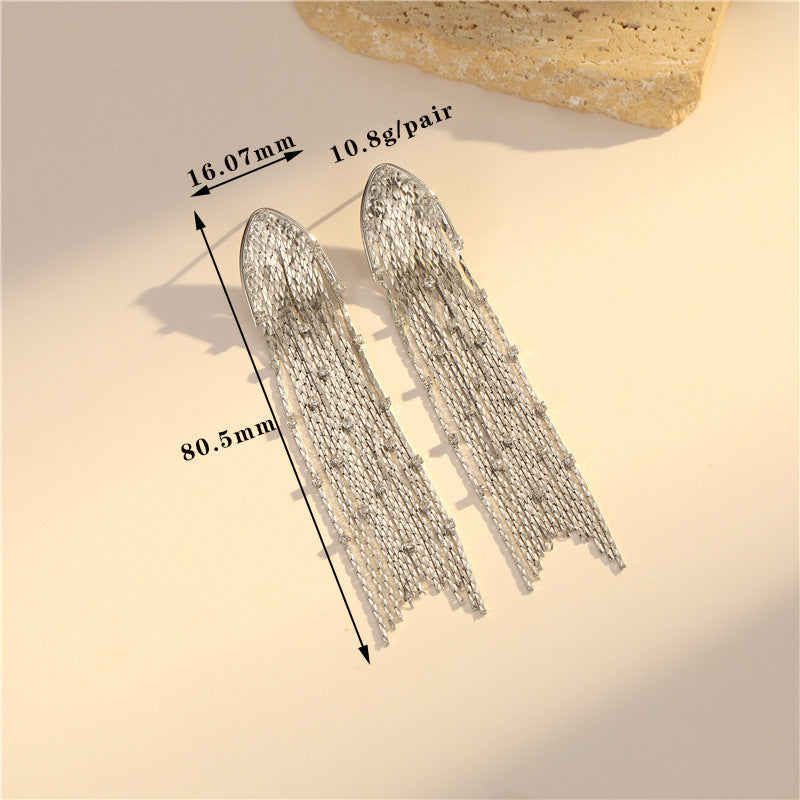 4 boucles d'oreilles à pampilles en chaîne serpent, ornées de strass, boucles d'oreilles 14K GF