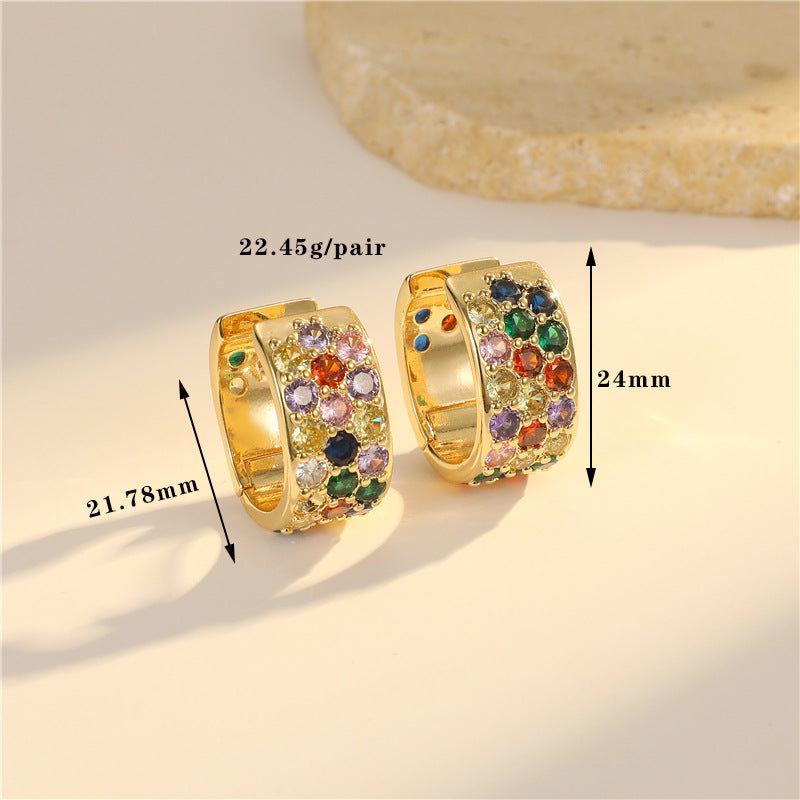 Boucles d'oreilles créoles à grille 4 étoiles ornées de strass 14K GF