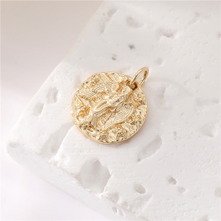 2 Apollo Eye Smile Face Angel Caesar Coin Charm Pendentif Strass Embelli 14K GF