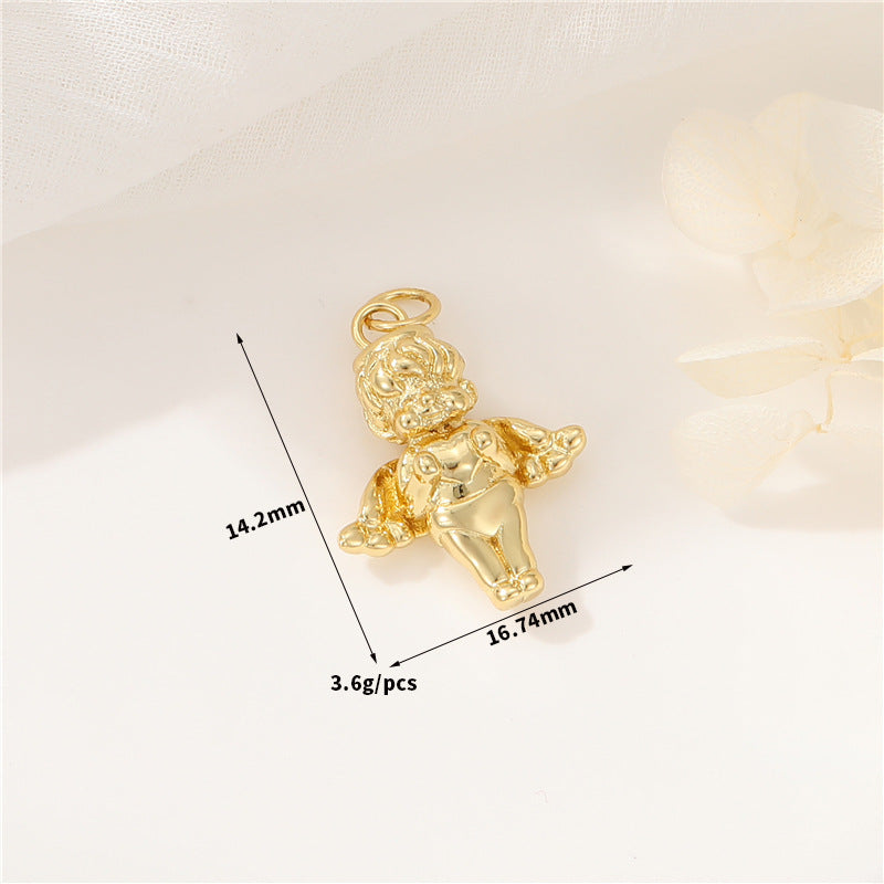 Pendentif à breloque 2 anges Cupidon 14K GF