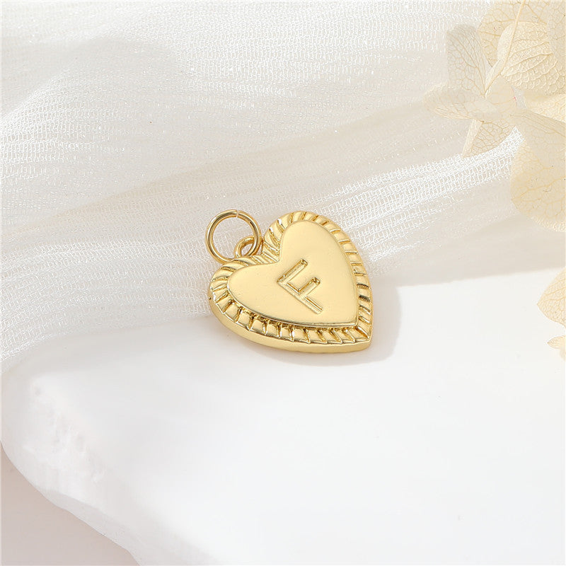 Pendentif à breloque 2 coeurs initiales Alphabet AZ 14K GF