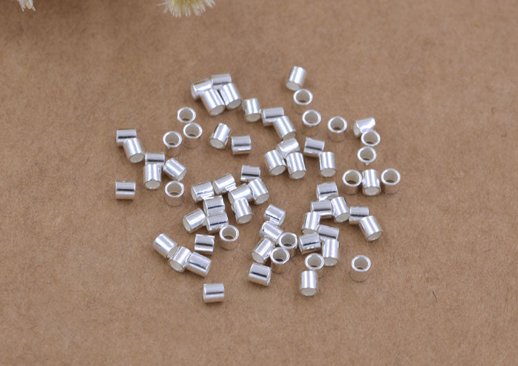 Sterling Silver Glossy Tiny Thin Pipe Positioning Bead S925 Finding