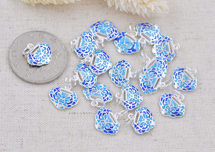 Pendentif à breloque de longévité en émail époxy en argent sterling S925