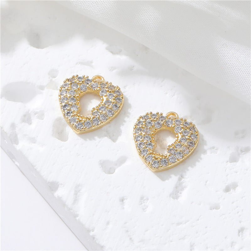 2 coeur carré Davidstar papillon goutte d'eau clé pendentif à breloque strass embelli 14K GF