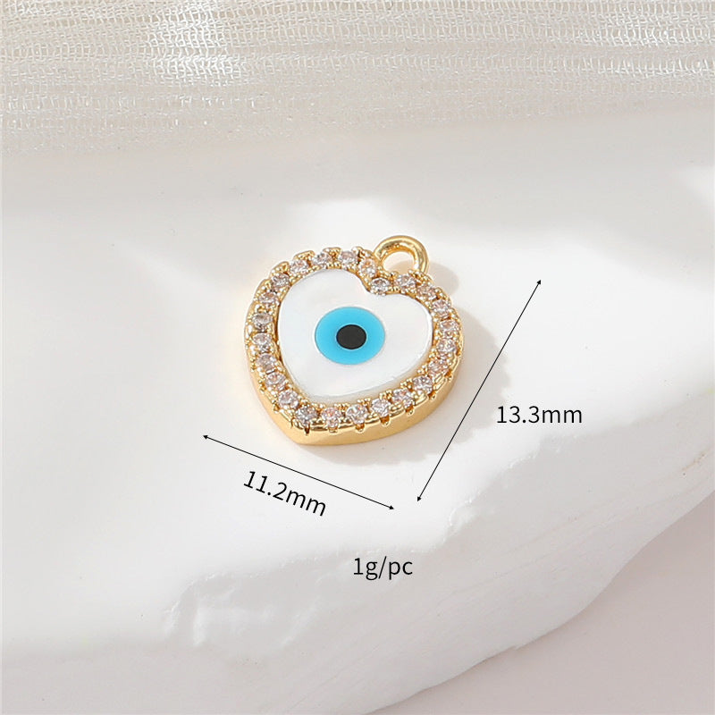 2 Kreuz Hand Rundes Auge Blumen Herz Schmetterling Charm Anhänger Harz Strass verziert 14K GF