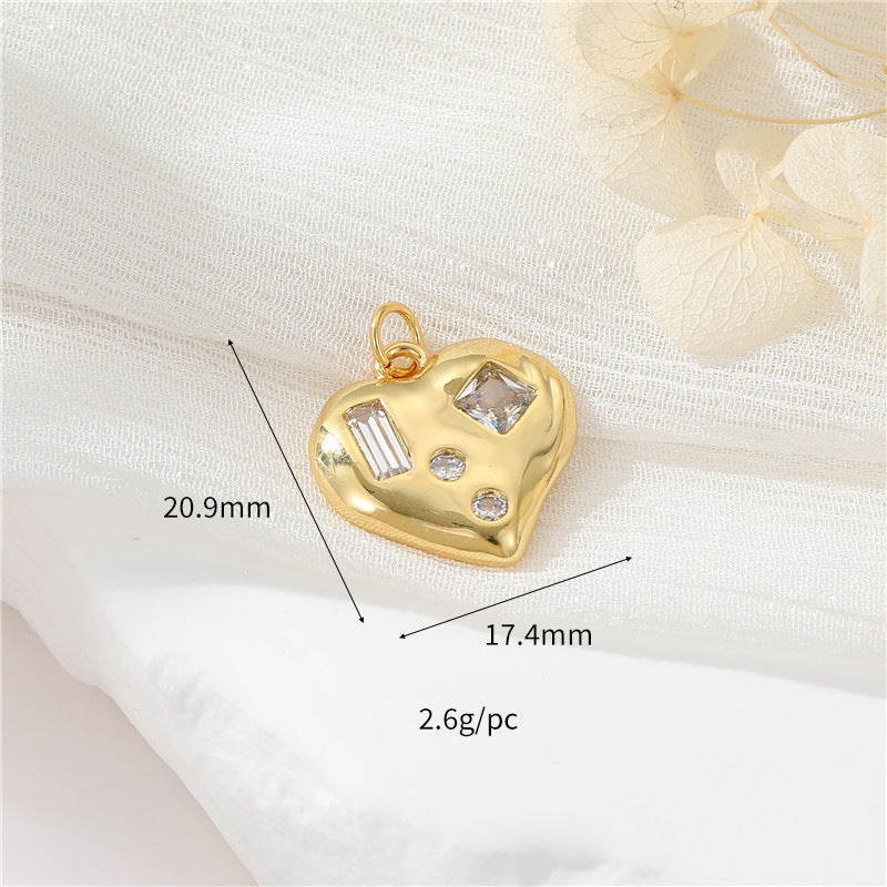 Pendentif à breloque 2 cœurs orné de strass 14K GF
