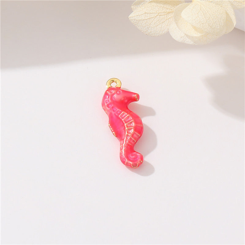 2 Pendentif de charme hippocampe émail époxy 14K GF