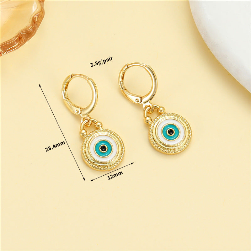 4 boucles d'oreilles créoles à breloques en émail époxy avec perles en strass ornées de perles 14K GF