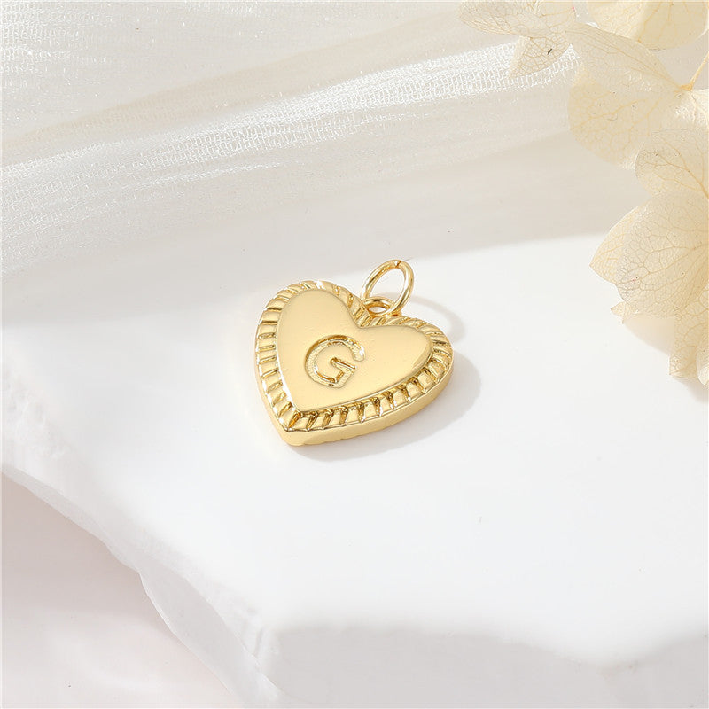 Pendentif à breloque 2 coeurs initiales Alphabet AZ 14K GF