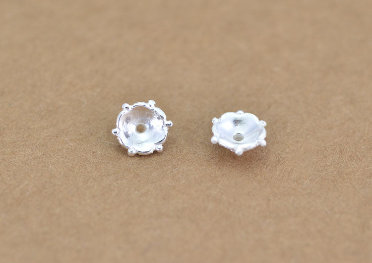 Sterling Silver Floral Bead Cap Cup S925 Finding