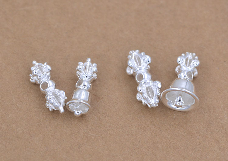 Sterling Silver Vajra Bell Pestle Bead Spacer S925 Finding