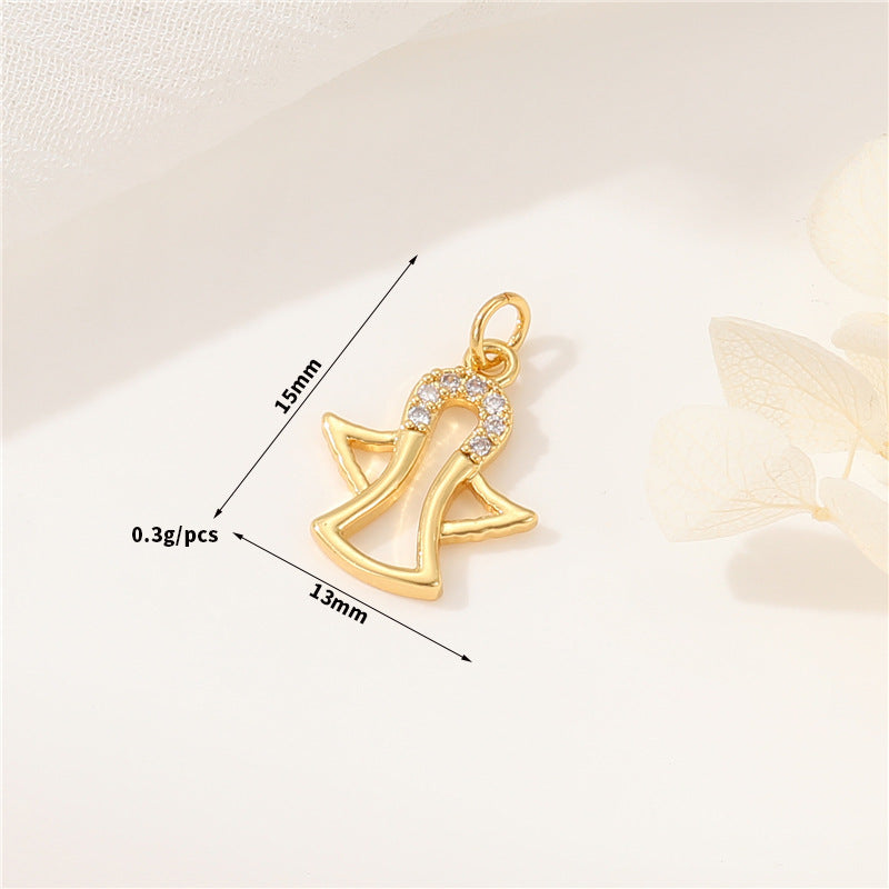 Pendentif à breloque 2 anges Cupidon 14K GF