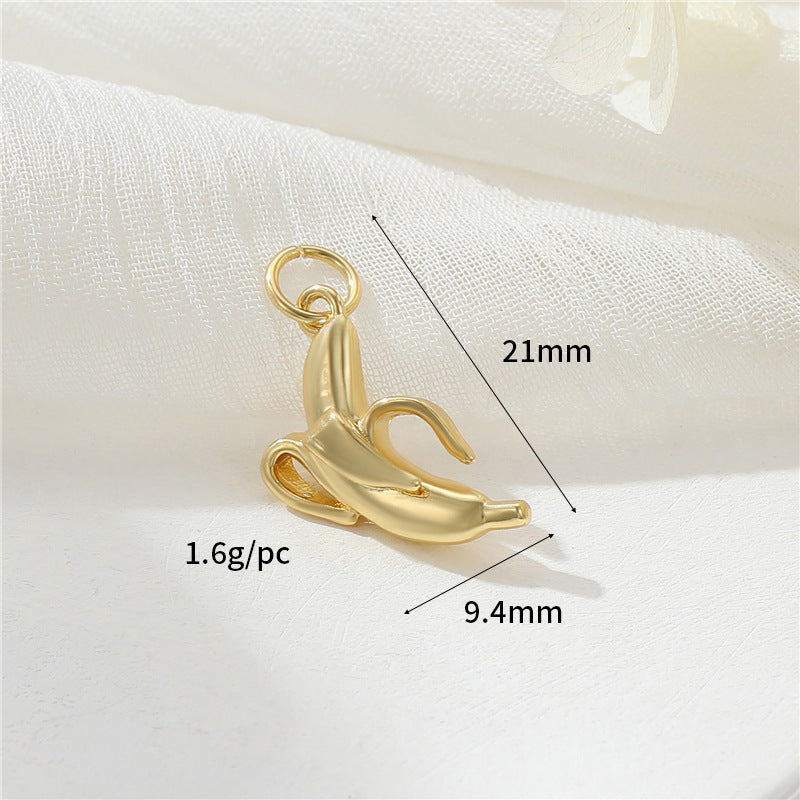 2 Grenade Durian Fraise Pomme Pitaya Orange Banane Ananas Citron Avocat Mangue Pastèque Fruit Charme Pendentif Émail Époxy 14K GF