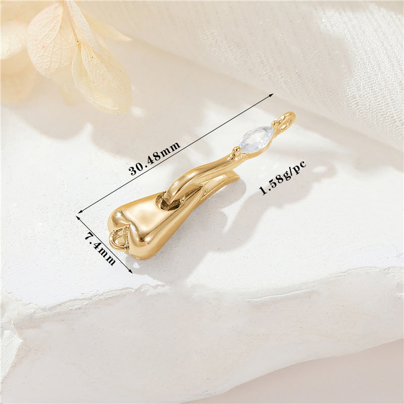 2 Round Oval Floral Heart Circle Clasp 14K GF Rhinestone Embellished Clasps Connector