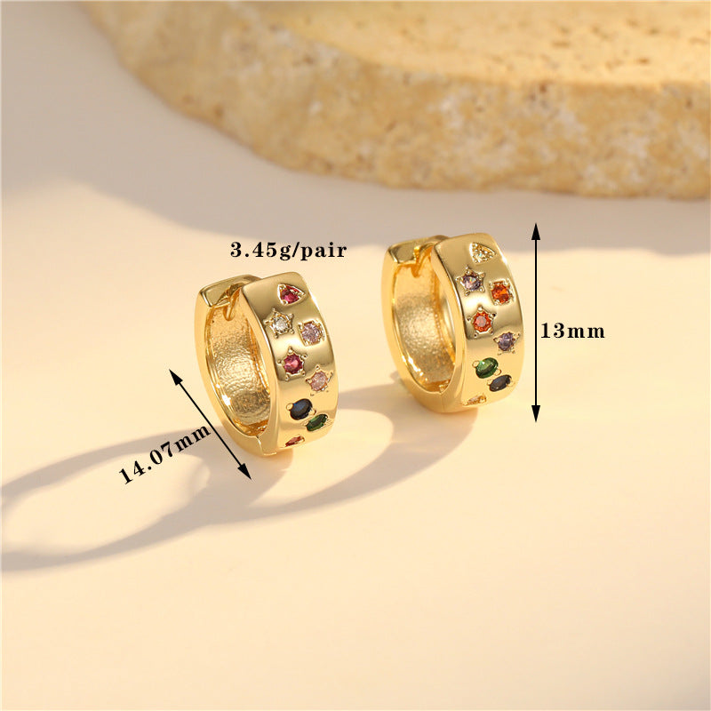 Boucles d'oreilles créoles à grille 4 étoiles ornées de strass 14K GF