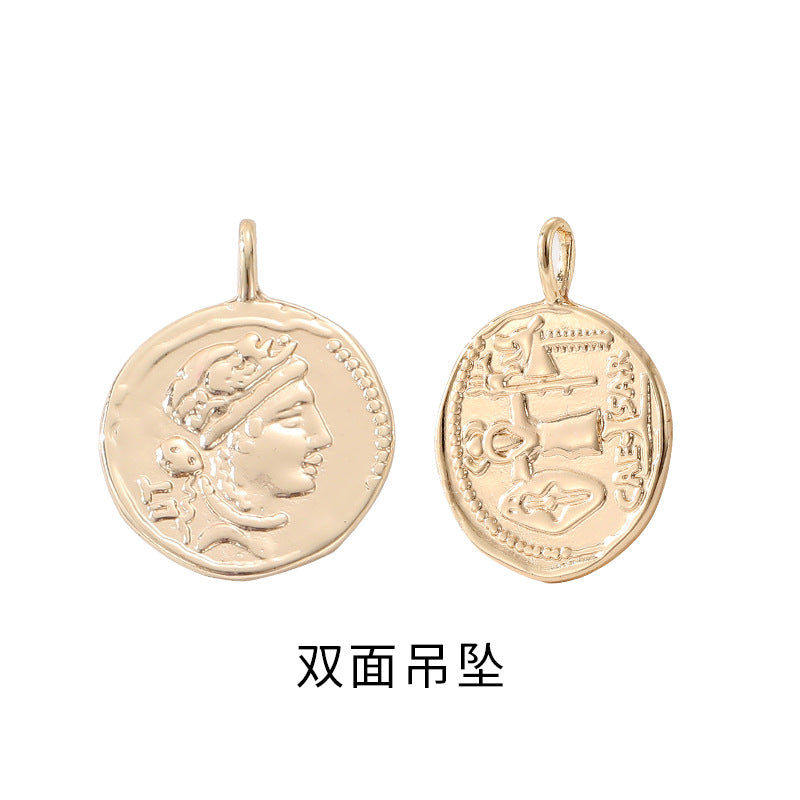 2 Apollo Eye Smile Face Angel Caesar Coin Charm Pendentif Strass Embelli 14K GF