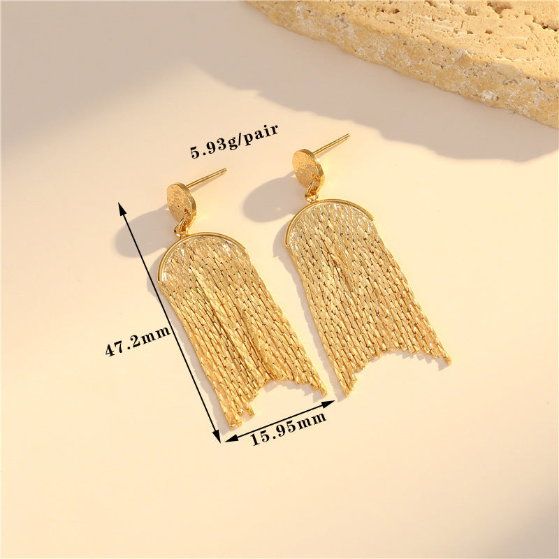 4 boucles d'oreilles à pampilles en chaîne serpent, ornées de strass, boucles d'oreilles 14K GF