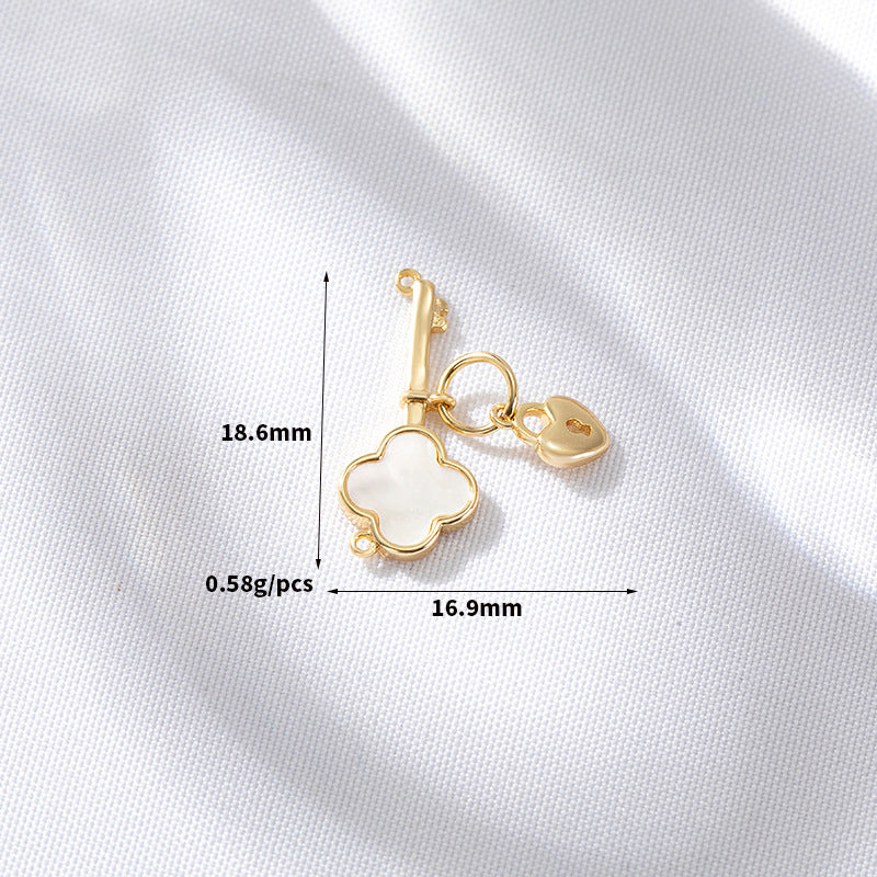 2 coeur étoile sirène queue de baleine violoncelle papillon clé nuage croix pendentif à breloque coquille strass embelli 14K GF