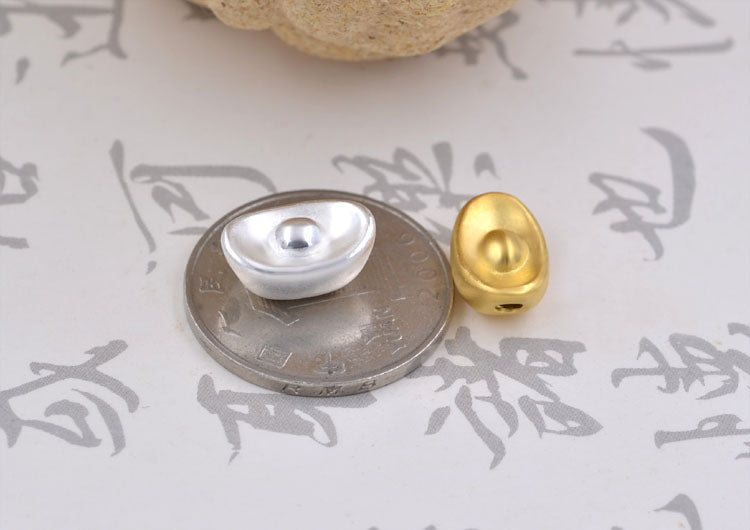 Perle de lingot d'or Fortune en argent sterling S990