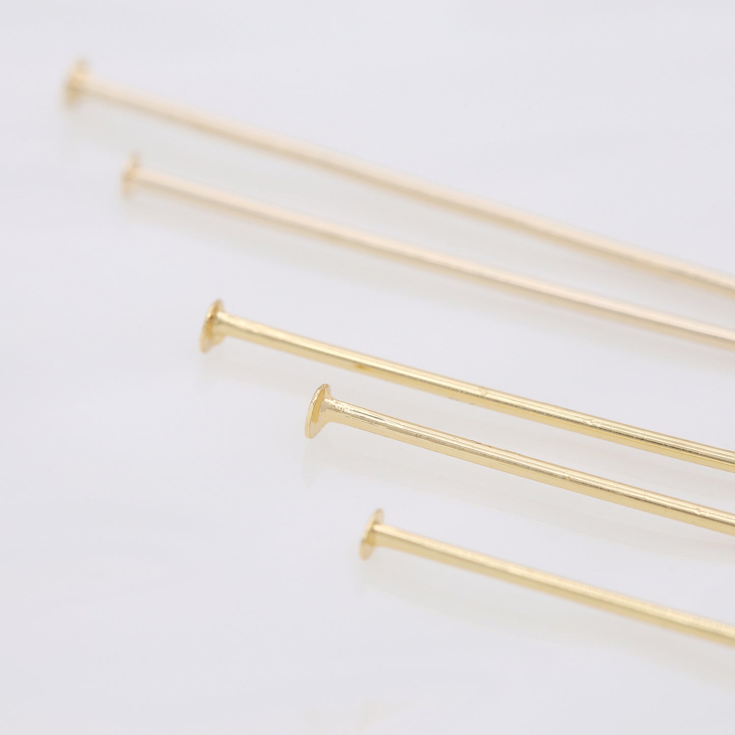 Bulk 100 Plain T Flat Top Round Bead Eye Pin Head Pins 14K GF