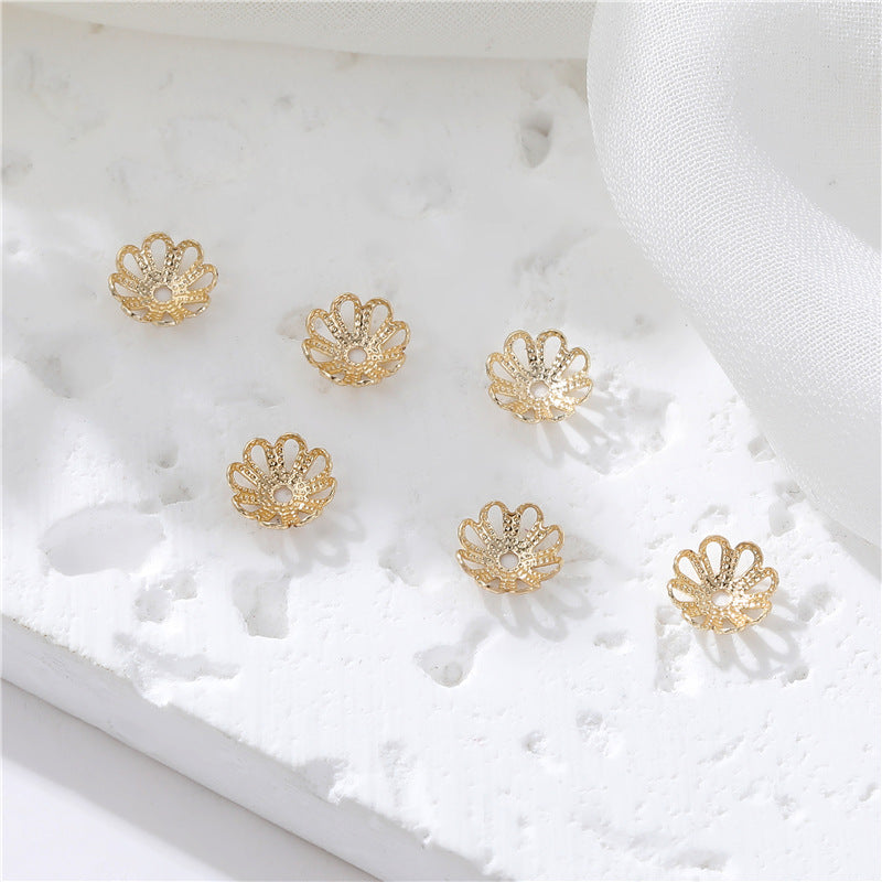 10 capuchons de perles florales, tasse 14K GF, entretoise de perles de charme