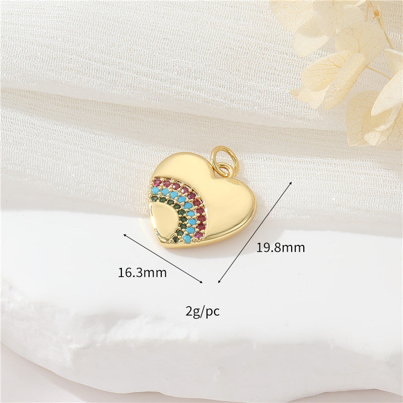 Pendentif à breloque 2 cœurs orné de strass 14K GF