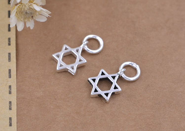 Pendentif à breloque hexagonale minuscule en argent sterling, perle d'espacement à trou traversant, recherche S925
