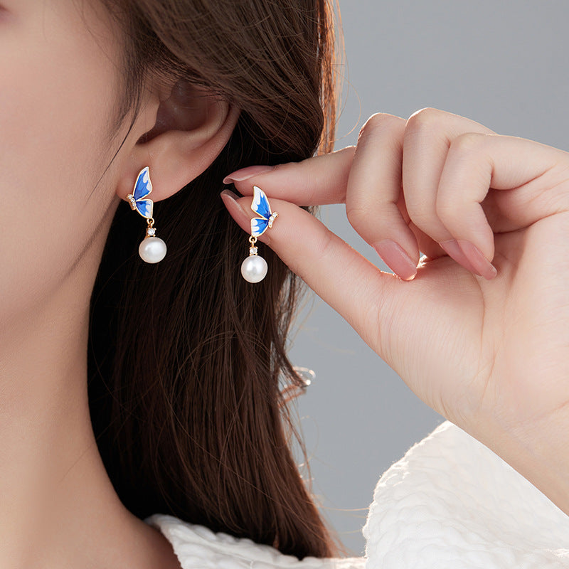 4 boucles d'oreilles papillon coeur broche fleur croix feuille boucles d'oreilles 14K GF coquille strass embelli boucle d'oreille moitié percée perle perle vierge