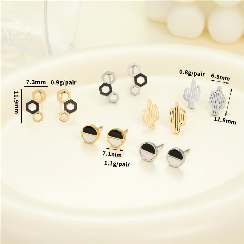 4 Émail Époxy Trèfle à quatre feuilles Orange Pastèque Floral Papillon Carré Coeur Cactus Boucles d’oreilles à tige 14K GF Strass Embelli Boucle d’oreille