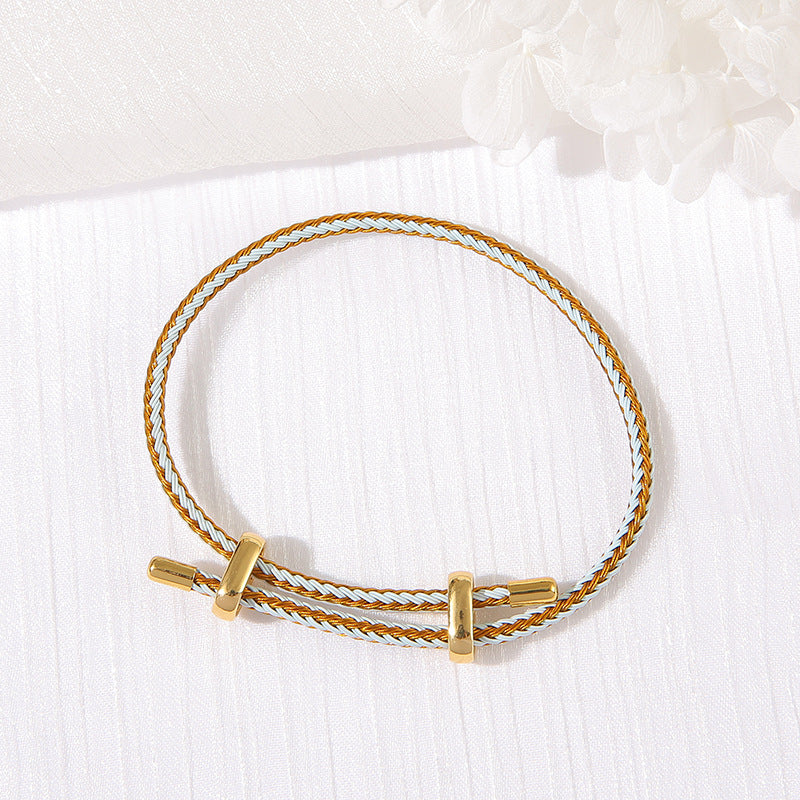 2 verstellbare schlichte geflochtene Schnurarmbänder aus 14-karätigem GF-Armband