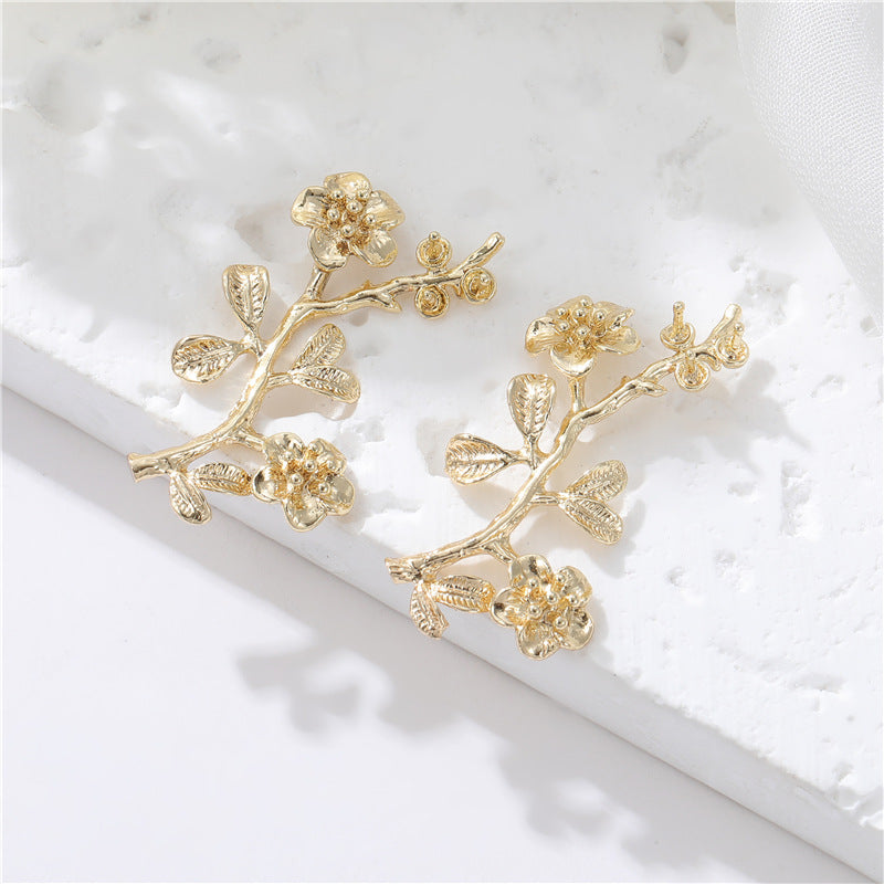2 pendentif de charme de branche florale 14K GF perle semi-percée perle vierge