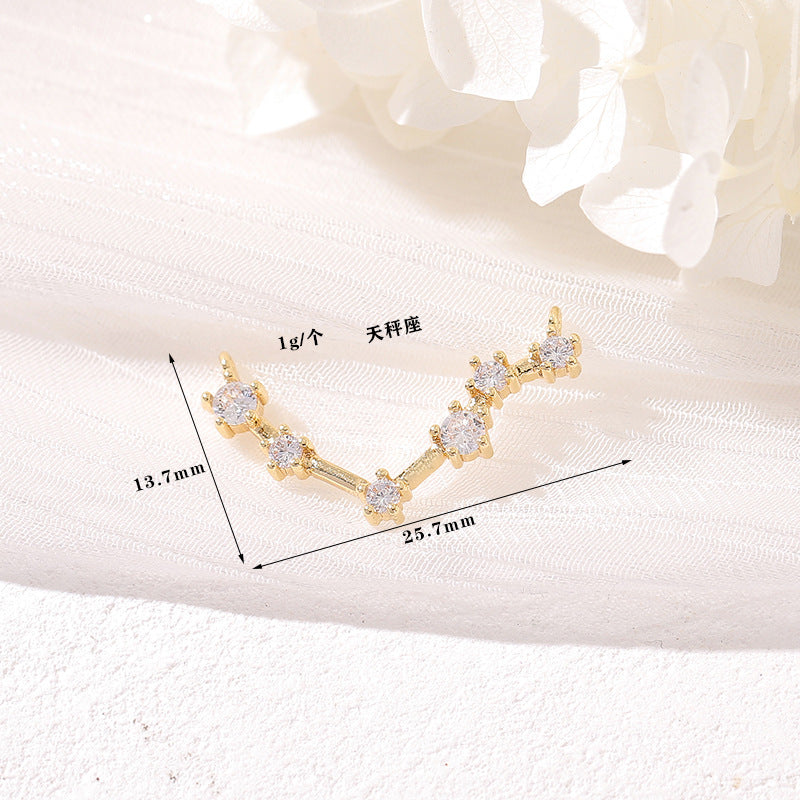 Pendentif à breloque zodiaque 2 étoiles orné de strass 14K GF