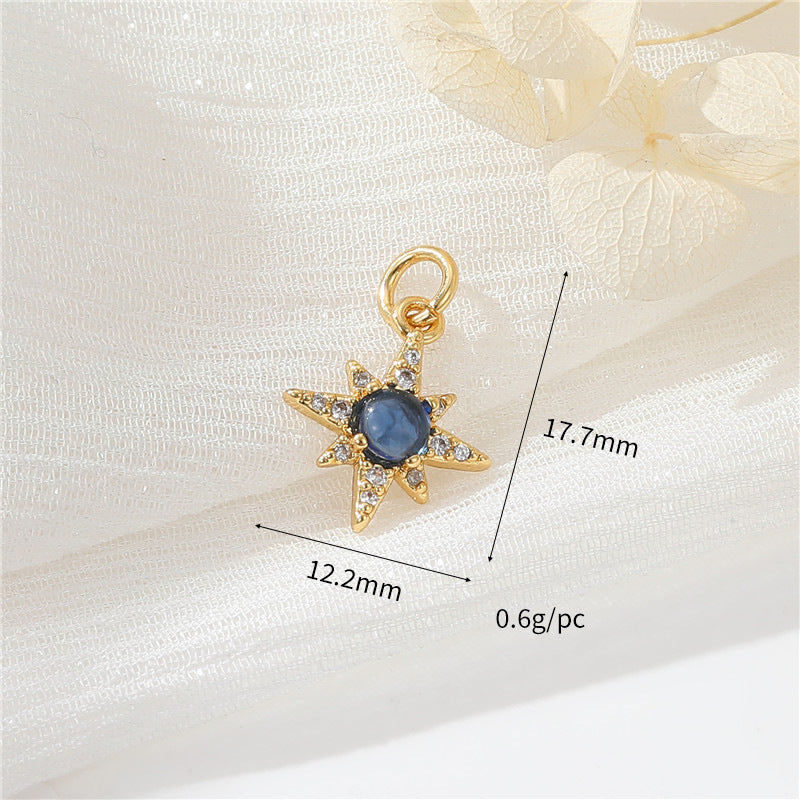 2 coeur floral lune cercle étoile arbre de Noël pendentif à breloque strass embelli 14K GF