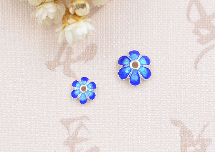 Enamel Epoxy Sterling Silver Floral Bead Cap Cup S925 Finding