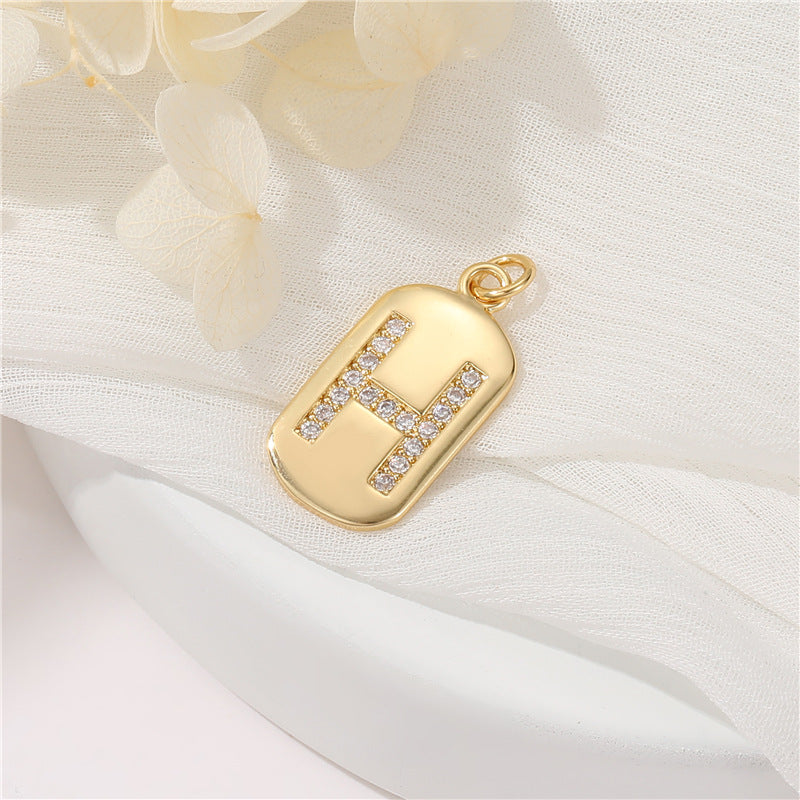 2 pendentif à breloque initiale Alphabet AZ orné de strass 14K GF