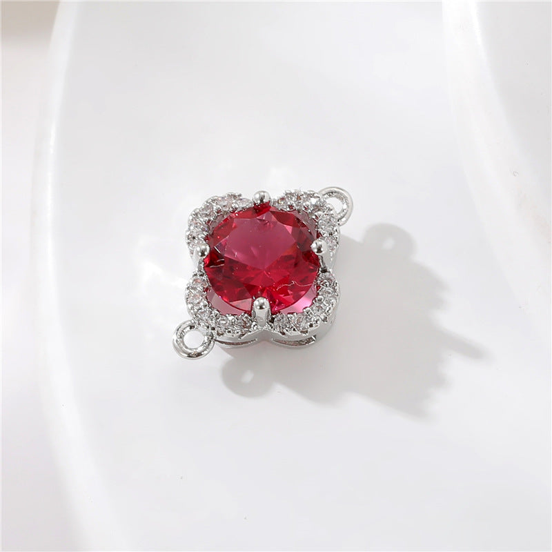 2 connecteurs de charme floral à double boucle ornés de strass 14K GF