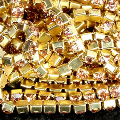 10 yd Colorful Rhinestone Cup Chain Gold Trim Metal Cup Close Chain Jewelry High Quality Wedding Veil Finding 2mm 2.5mm 2.8mm 3mm