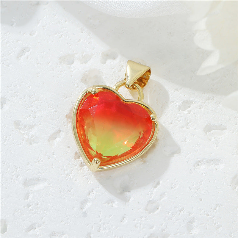 Pendentif à breloque 2 cœurs orné de strass 14K GF
